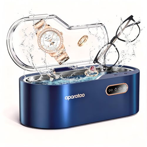 Tiptop Home Dispositivo de limpieza ultrasónica para gafas, 450 ml, dispositivo ultrasónico con 4 ajustes de tiempo 45 KHz, limpiador ultrasónico profesional para joyas, gafas, relojes, plata, anillos