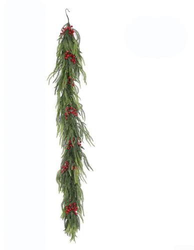 SMZhomeone Ghirlanda di rami di pino artificiale, 150 cm, in PVC, realistica, per cracker natalizi, centrotavola, ghirlande, vasi e decorazioni natalizie per interni ed esterni