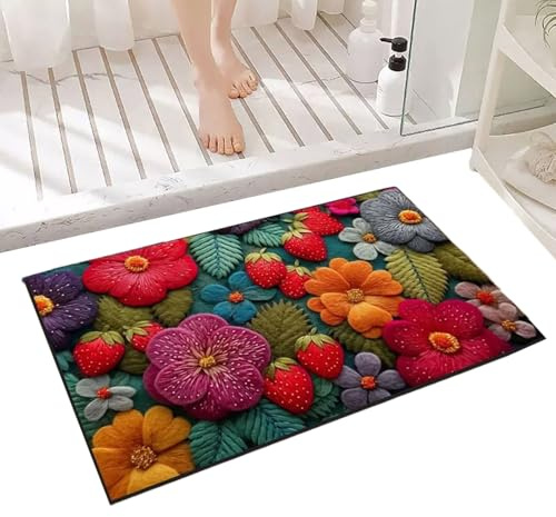 Generisch Retro Auslegeware | Dekorativer Teppich für den Eingang,Rutschfester waschbarer 51x81 cm Quadratteppich für Balkon, Schlafzimmer, Badezimmer, Küche, Esszimmer, Gewerberaum
