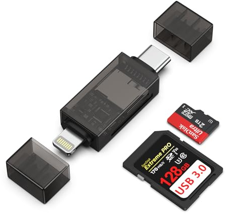 2 in 1 SD Card Reader, Lightning USB C SD Card Reader for MicroSD/SD, Camera Card Viewer Memory Card Reader, Digital Camera to iPhone Adapter for iPhone 17/16/15/14/13, i Pad, Android Samsung, Macbook