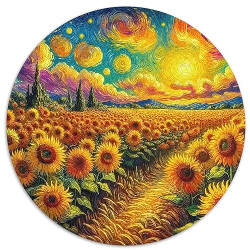 Sonnenblumen 1000 Stück Puzzle Rund Fur Erwachsene Und Kinder Blumen Geschicklichkeitsspiel Geschenk Fordernd Kleinkinder Groß 1000pcs (67.5x67.5cm)