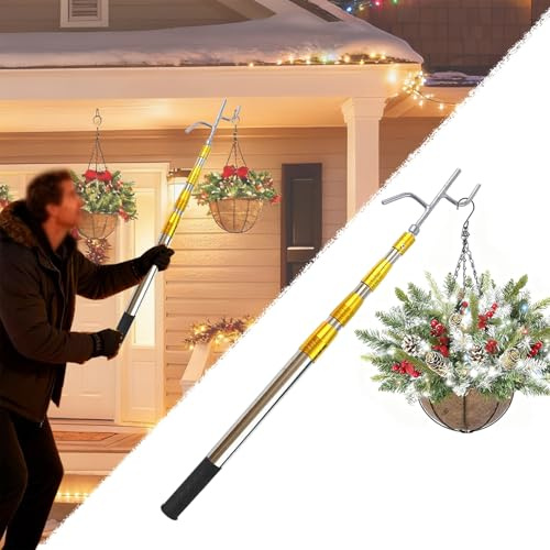 Båtkrokar 63-680 cm Lång Upphängningsstång för Växter, Julbelysningsstång med Hög Lastkapacitet, Båtkrokstänger med Tryckfunktion för Dockning(73-162cm/29-64)