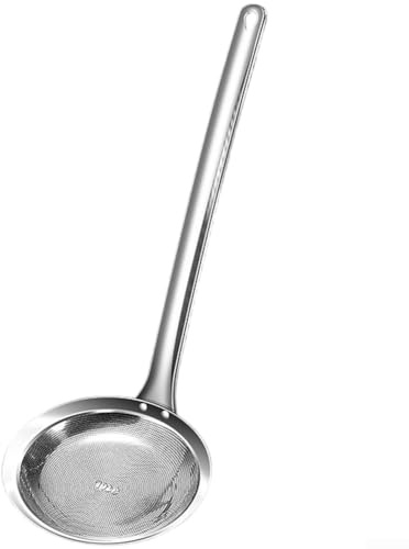 Cuchara espumadora de acero inoxidable 316 con mango largo resistente al calor para uso en cocina para filtrar espuma de aceite y partículas de alimentos (L)