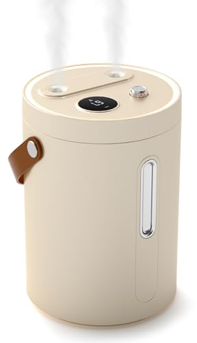 Humidifier, 2.5L Large Capacity Ultrasonic Cool Mist Humidifier, Dual Nozzles, Quiet Operation, Top-Fill Easy Refill, Cordless Portable, Adjustable Mist, for Bedroom, Home,Plants & Office