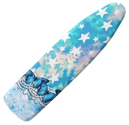 Copri Asse da Stiro Insetti Blu Copriasse da Stiro Riflettente al Calore per Stiratura Rapida Mollettone Copertura Copri Ferro da Stiro Universale Montaggio Facile 110x33cm