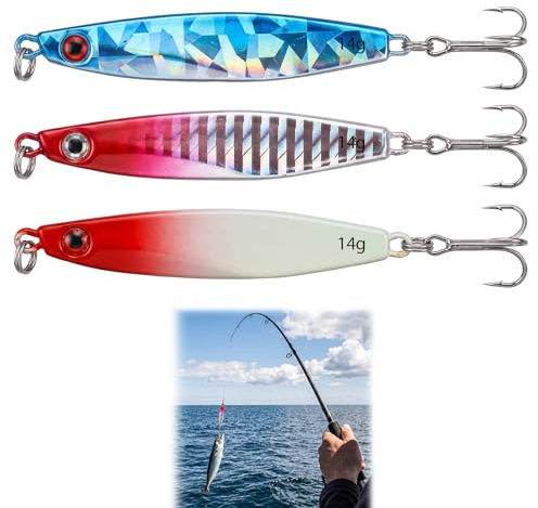 Sea Fishing Spinners Lures Set, 3PCS Metal Fishing Lures Sequins Spoons with Hard Bait for Sea Fishing Saltwater Freshwater Bass Trout Mackerel Salmon
