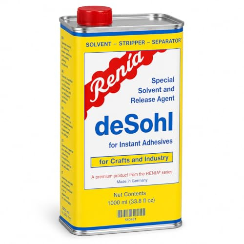 Renia deSohl Adhesive Remover, Cleaning Solvent and Release Agent 1000ml for Adhesives, Super Glue, Contact Adhesive, Shoe Repair, Tar, Glue Brush Cleaning, Sole Debonding & Adhesive Residue