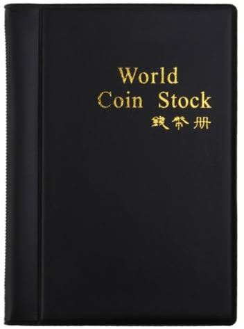 ULTECHNOVO Negro Álbum Portátil de Colección, 120 Bolsillos de Monedas | Cubierta Pu y Páginas Opp, 10 Hojas para Guardar y Mostrar Monedas, Fácil de Llevar