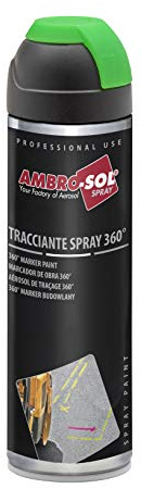 Ambro-Sol V403GIALLOF Marqueur En Aérosol 360, pour Usage Professionnel et Domestique, pour Asphalte, Murs et Bois, Aérosol En Fer Blanc Recyclable 500 ml, Bleu Fluorescent