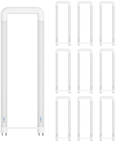 LUMINOSUM T8 U Bend LED Tube Light 20W 40W Equivalent, 6000k Cool White U Shaped Bulb 2000LM 2x2FT Fluorescent Replacement, G13 Dual-Ended Powered Ballast Bypass, Frosted Cover ETL Listed 10-Pack