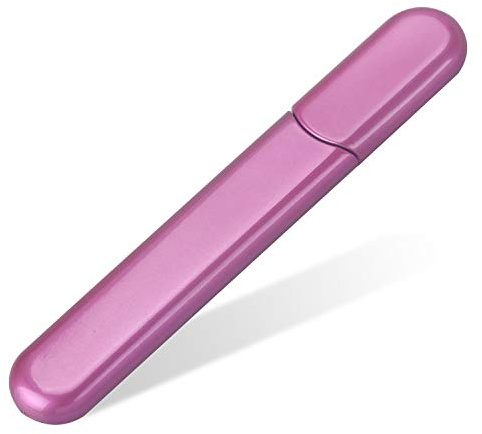 MiDenso Premium-Glas-Nagelfeile mit Etui, Kristall-Diamant-Salon, beste Schönheits-Nagelfeile für natürliche und Acryl-Nägel, Rosarot