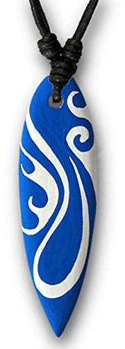 viva-adorno Halskette Surfbrett Kleiderbügel aus Holz Band Surfer Kette Länge verstellbar verschiedene Designs wählbar HK30, Holz