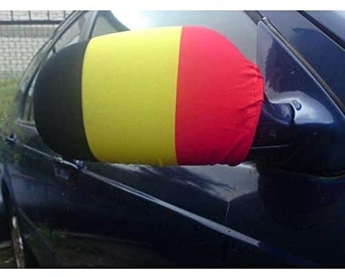 AZ FLAG Spiegelflagge Belgien 30x20 cm Belgische Polyester-Spandex Spiegel | Für außen Spiegelüberzug elastisches Gewebe mit verstärkten Kanten mit Seitenspiegel
