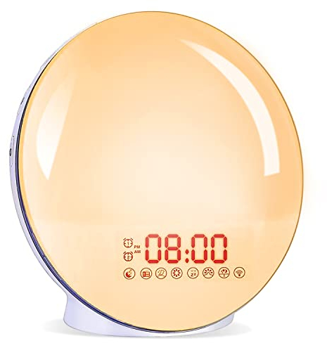 Cadrim Tageslichtwecker Wake Up Licht Lichtwecker Radiowecker Sonnenaufgang Sonnenuntergang mit Dual Wecker, 7 natürlichen Sounds & FM Radio & Snooze Funktion für Erwachsene & Kinder