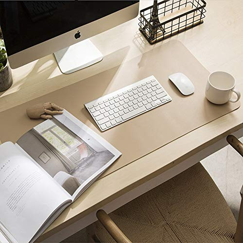 Weiche Schreibtischunterlage für Zuhause, Studenten, Büro, wasserdichte Schreibunterlage, Executive-Schreibunterlage, rutschfest, flach, Leder, Maus, Tastatur, Beige, 60 x 30 cm
