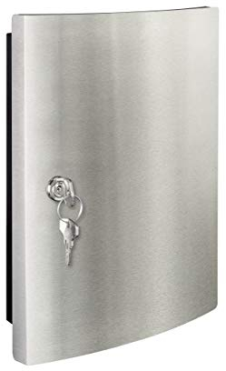 Haky Box Schlüsselkasten mit Edelstahlfronttür gebürstet - HakyBox - Key Box - Schlüsselbox - Schlüsselschrank für 12 Schlüsselanhänger (inkl.) - Made in Germany (12 Haken)