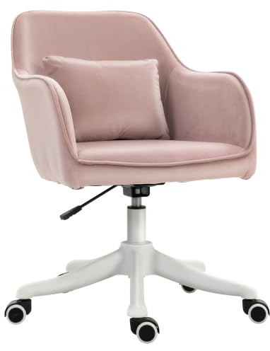 Vinsetto Bürostuhl mit Massagefunktion Ergonomischer Chefsessel Rosa | Höhenverstellbar, 360° Drehbar, Computerstuhl, Samtoptik, USB-Schrittstelle