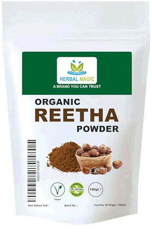 100 g USDA-zertifiziertes Bio-Reetha-Pulver für Haarspülung | Wachstum/Panzer Haarausfall | Anti-Schuppen