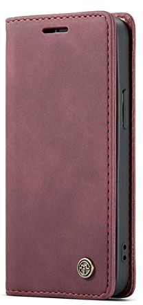 Chocoyi Kompatibel mit iPhone 13 Mini Hülle Leder,Magnetverschluss Premium PU Leder Flip Case,Standfunktion.-rot