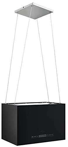 Gawany Cappa da Cucina ad Isola Sospesa LCD con Sensore 55 cm Acciaio Argento/Nero 55x37 cm 180 W 220-240 V, 50/60 Hz,Cappa Aspirante,Cappa a Isola