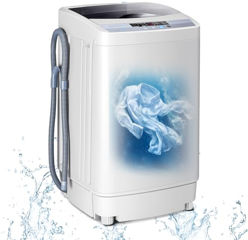 RELAX4LIFE Machine à Laver Automatique 10 Programmes avec Volume du tambour 45L, Mini Lave-linge avec Capacité de Lavage de 4,5 kg avec fonction de Séchage, 50 x 50,3 x 85,3 cm