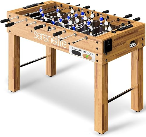 SereneLife 4ft Football Table 48 Inch Game Table for Home Game Room Kids Adults – Compact Foosball Table with Steel Rods and 2 Balls