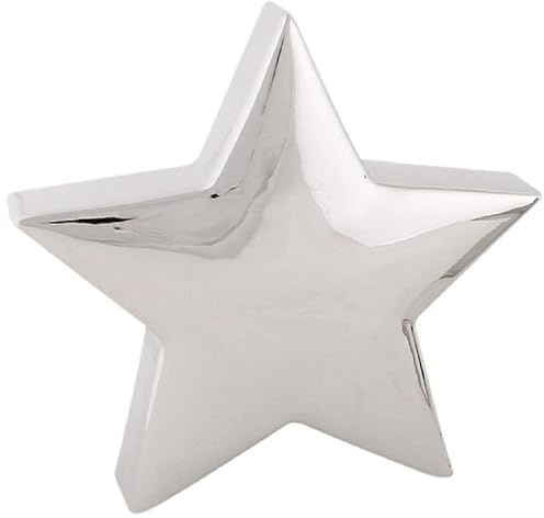 ETC dekorativer stimmungsvoller Deko-Stern Keramikstern dreidimensional Silber glänzend in verschiedenen Größen (Keramik groß, Silber)