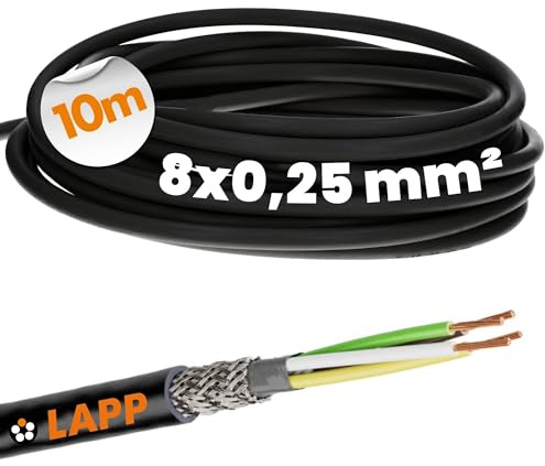 Lapp 10m Cavo di Comando Schermato LiYCY 8x0,25 mm² - Cavo Dati Nero