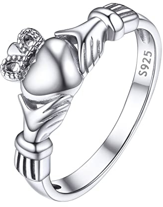 PROSILVER Anillos Mujer Plata 52, Anillo Corazon Compromiso de Novios Forma Nudos Claddagh