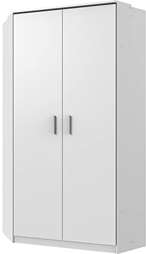 Lomadox Jugendzimmer, Kinderzimmer Eckkleiderschrank, Keiderschrank mit 2 Türen in weiß, B/H/T: ca. 95/199/95 cm