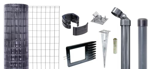 Alberts 669386 Fix-Clip Pro als Zaun-Komplettset, mit Einschlagbodenhülse | verschiedene Längen und Höhen | anthrazit | Höhe 122 cm | Länge 50 m