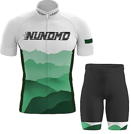 Radtrikot Herren Kurzarm Radtrikot Herren Fahrrad Shirt Herren Atmungsaktives Radtrikot mit Durchgehendem Reißverschluss, Trägerhose für MTB Radtrikot (B Grün #2,XXS)