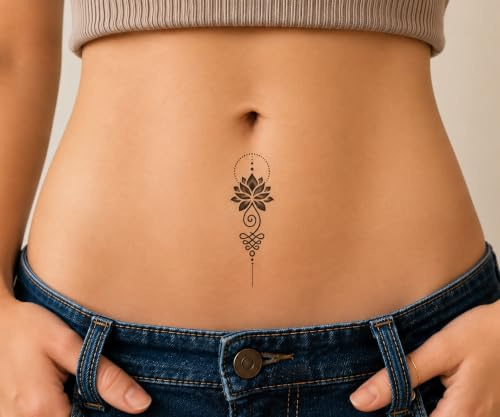 Lotus Stab - Forever Never® | Temporäre Tattoos für Erwachsene - Hält bis zu 2 Wochen | vegan, wasserfest, EU-zertifiziert