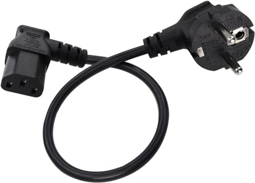 HuaLiSiJi Kaltgerätestecker Gewinkelt Netzkabel 3 Polig Kaltgerätekabel, Kabel Schutzkontakt Stecker Typ F (CEE 7/4) auf C13 Buchse, Für Computer Server Monitor Reiskocher (Schwarz, 1m)