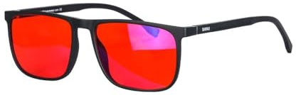 SHINU Blaulichtfilter-Brille, rote Gläser, orangefarbene Gläser für lange Arbeitsstunden, für Männer und Frauen SH078ZH (rote Linse,C3)