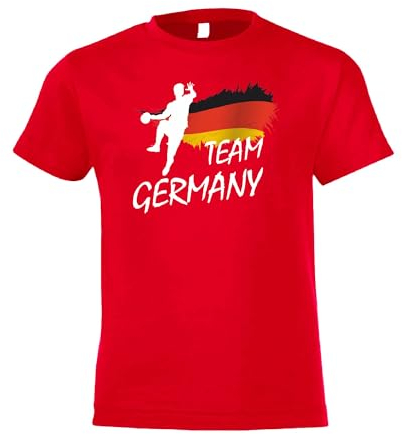 Kiwistar - T-Shirt Kinder - Kids - rot - 128 - Handball Team Germany - Handballspieler - Geschenk Mann Sportspieler T-Shirt - Fanshirt