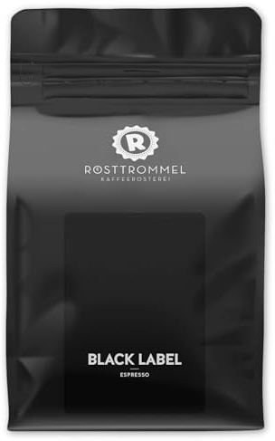 RÖSTTROMMEL Black Label Espresso · Special Blend · ganze Bohne · 1 kg | Röstgrad 8,5/10 · Special-Blend-Espresso · cremig, kräftig & zartbitter · 50% Arabica, 50% Canephora