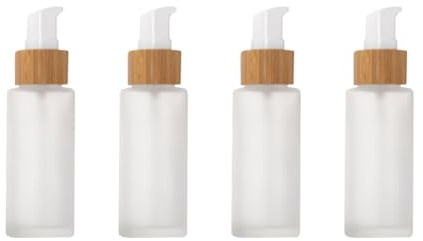FSSTUD Lot de 4 flacons vides en Verre dépoli avec Pompe de Voyage Rechargeables pour Lotion cosmétique 50 ML