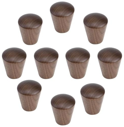 HDJNal Lot de 10 boutons de meubles décoratifs en bois de noyer - 2,2 x 2,2 cm