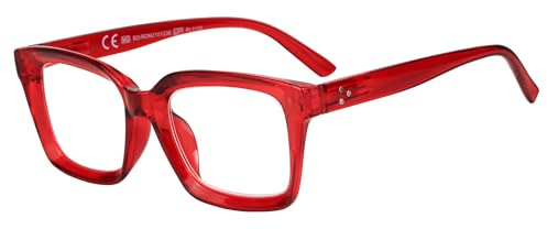 NEW VISION Lesebrille, Lesebrillen Damen NV3856, Übergroßer Quadrat Vintage Rahmen, Modischer Stil Lesehilfe für Damen Herren (Rot, 2, Dioptrien)