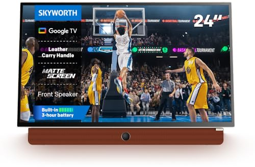 Skyworth Batería portátil de 3 horas P100 Companion Series 1080P FHD Google TV HDR10 Dolby Audio LED control remoto Bluetooth Chromecast integrado Google Assistant