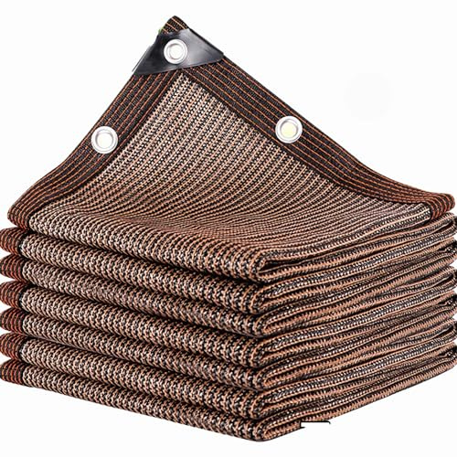 DGSFES Rete Ombreggiante Marrone con Occhielli 85% Protezione UV - Telo Ombreggiante Traspirante HDPE 4X5m per Serra, Balcone, Giardino, Pergola