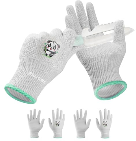 Plusawa Gants résistants aux coupures pour enfants, protection contre les coupures de classe D, grande flexibilité, confort, respirabilité - idéal pour le bricolage, le jardinage, pack de 2 (Gris, S)