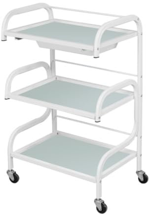 ZWQXZX Friseurwagen Salonwagen 3-stufiger Kosmetikwagen Salonwagen Aus Metall Und Glas Bewegliche Wagen Rollwagen Mit Rad Kosmetiksalonwagen Bedienungswagen Arbeitswagen Rollwagen(C)