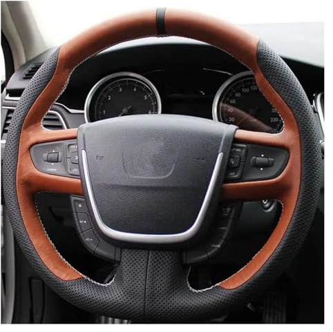Rivestimento Protettivo Volante Per Peugeot Per 508 2011-2008 Per 508 Per SW 2011-2018 Interni Auto Copertura Del Volante Dell'automobile Treccia In Vera Pelle Copristerzo(Dark Blue Thread)