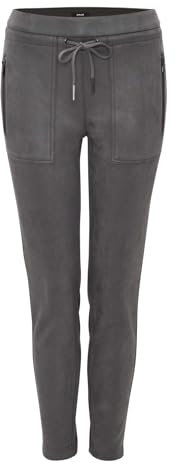 OPUS Damen Jogpants | Jogpants Elvina Cargo Slim in Veloursleder-Optik Graphite Glaze, 38