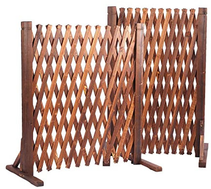 Garten-Rankgitter aus Holz, Sichtschutz für Outdoor-Dekoration, erweiterbar und einziehbar, Pflanzen-Trennwand für Zuhause, Hof (2 Stück, 160 x 70 cm)