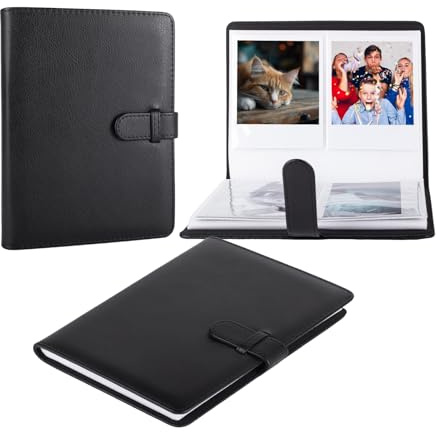 HIYQIN Album photo vintage pour Fuji Instax Wide 400/300/210/EVO, livre photo 80 pochettes en cuir PU pour Instax Wide/Polaroid Now/600/i-Type Camere Film – Album photo 8,9 x 10,8 cm – Noir