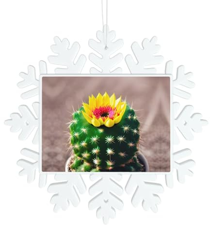 Decoraciones de copo de nieve de invierno de cactus florecientes, adornos festivos para Navidad, vacaciones, bodas y mucho más