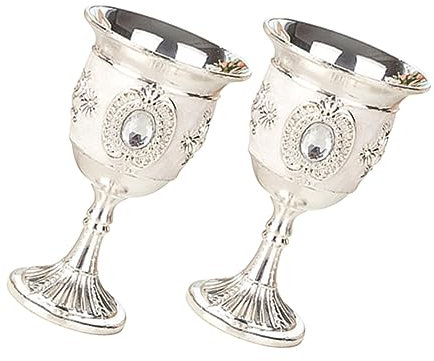 OFFSCH 2stücke Legierungskelch Kleine Weinbecher Im Retro-Stil Mit Blumenmuster Schnapsbecher Aus Weinbecher Für Party Und Festival Geeignet Für Arten Von Wein Und Getränken